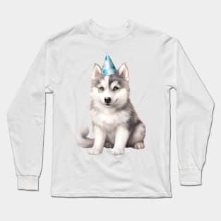 Birthday Siberian Husky Dog Long Sleeve T-Shirt